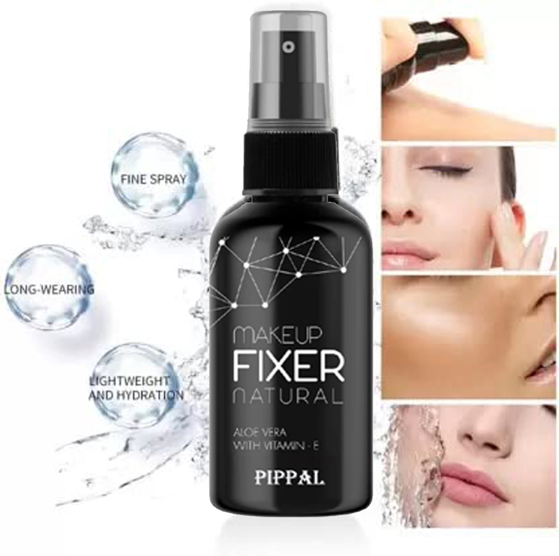 Pippal Beauty Makeup Fixer Natural Dewy Finish with Vitamin E And Aloe Vera Long-Lasting Hydrating & Refreshing Setting Spray 80ml (Pack of 2)